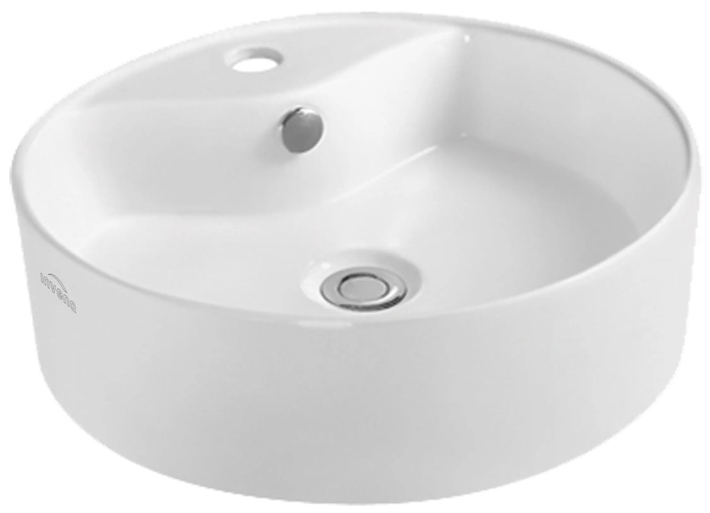 Invena Granada, okrúhle umývadlo na dosku 470x470x155 mm, biela, INV-CE-45-001-W