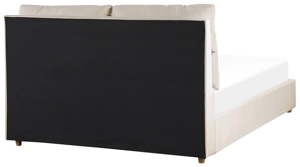 Zamatová posteľ s úložným priestorom 140 x 200 cm béžová BATILLY Beliani
