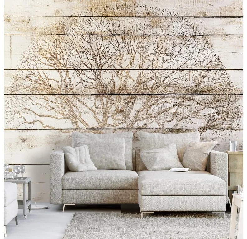 Artgeist Fototapeta - Tree on Boards Veľkosť: 100x70, Verzia: Premium