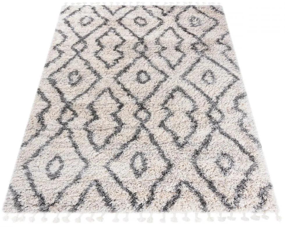 Kusový koberec shaggy Daren krémovo sivý 80x150cm