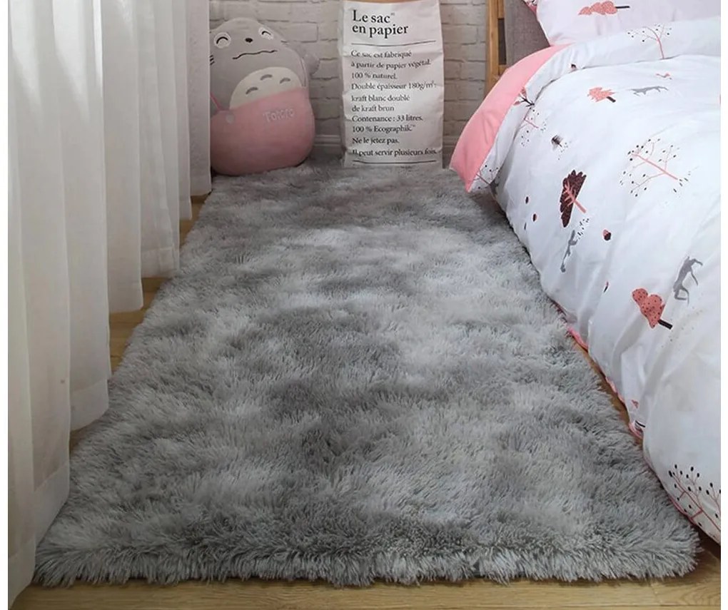TZ Sivý obdĺžnikový shaggy koberec Ombre Rozmer: 160x230