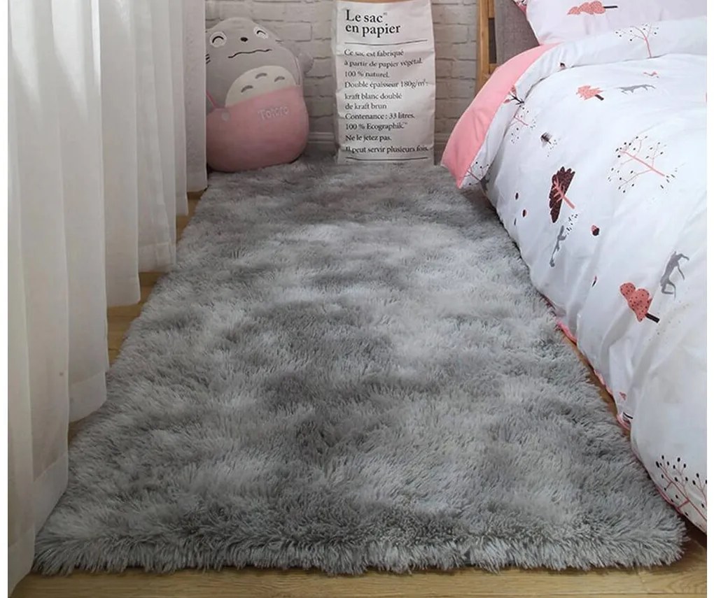 TZ Sivý obdĺžnikový shaggy koberec Ombre Rozmer: 80x150 cm