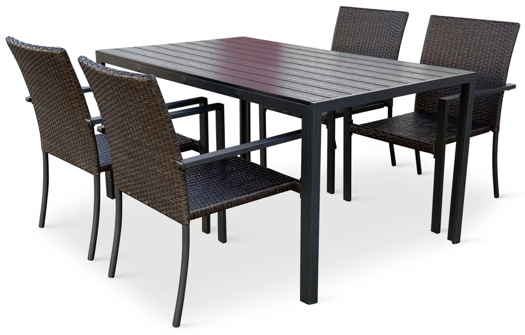 Záhradný jedálenský set Viking L + 4x ratanová stolička Wicker Pat