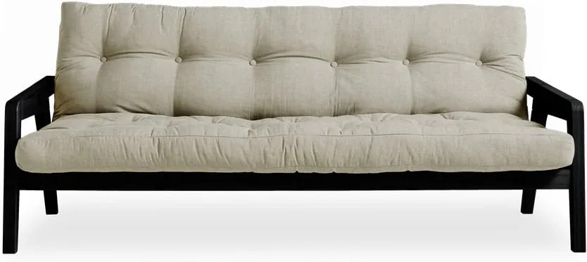 Čierna variabilní rozkladacia pohovka s futónom v sivobéžovej farbe Karup Design Grab Black/Linen