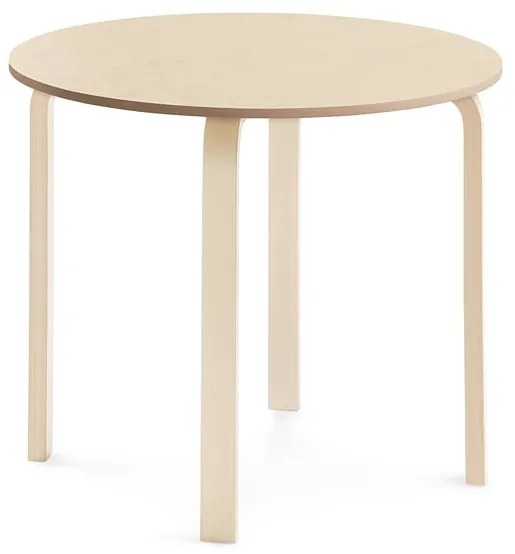 Stôl ELTON, Ø 900x710 mm, linoleum - béžová, breza