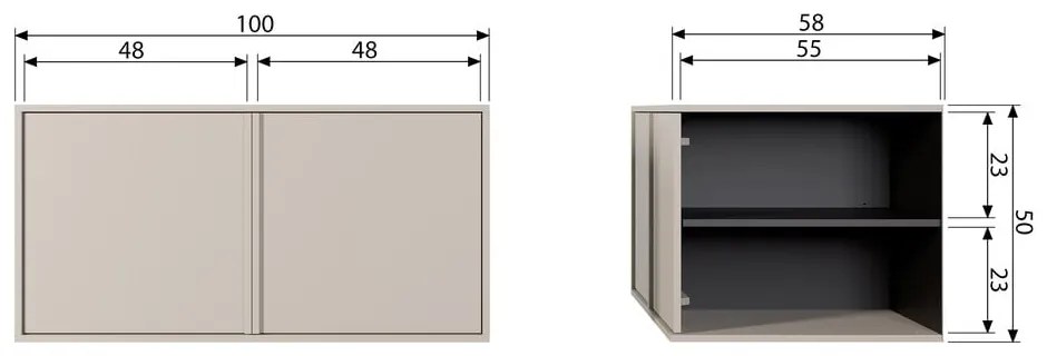 Krémová modulárna skriňa z borovicového dreva 100x50 cm Daily – vtwonen