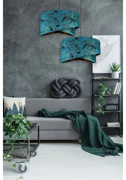 Luster na lanku REZO 1xE27/60W/230V tyrkysová