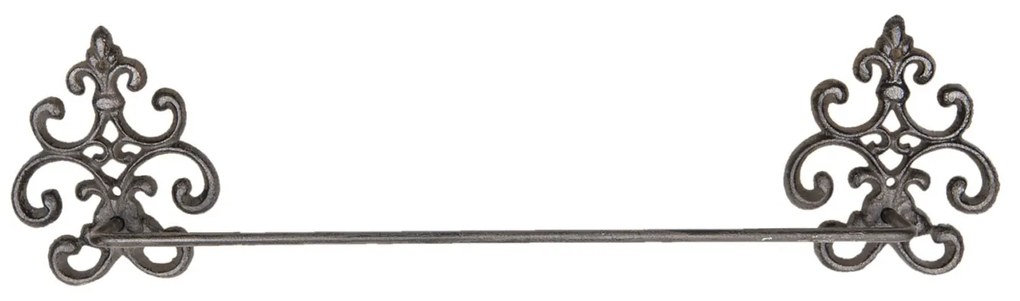 Hnedý kovový nástenný vešiak na uteráky - 58 * 6 * 15 cm
