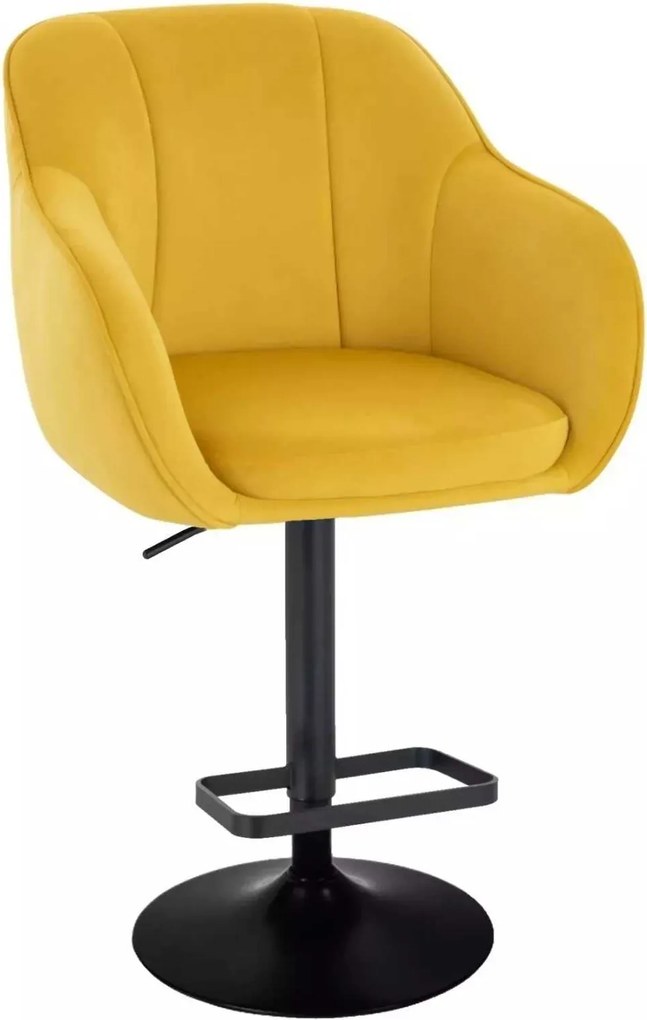 LuxuryForm DESIGN Barová stolička AVOLA VELUR na čiernom tanieri - žltá