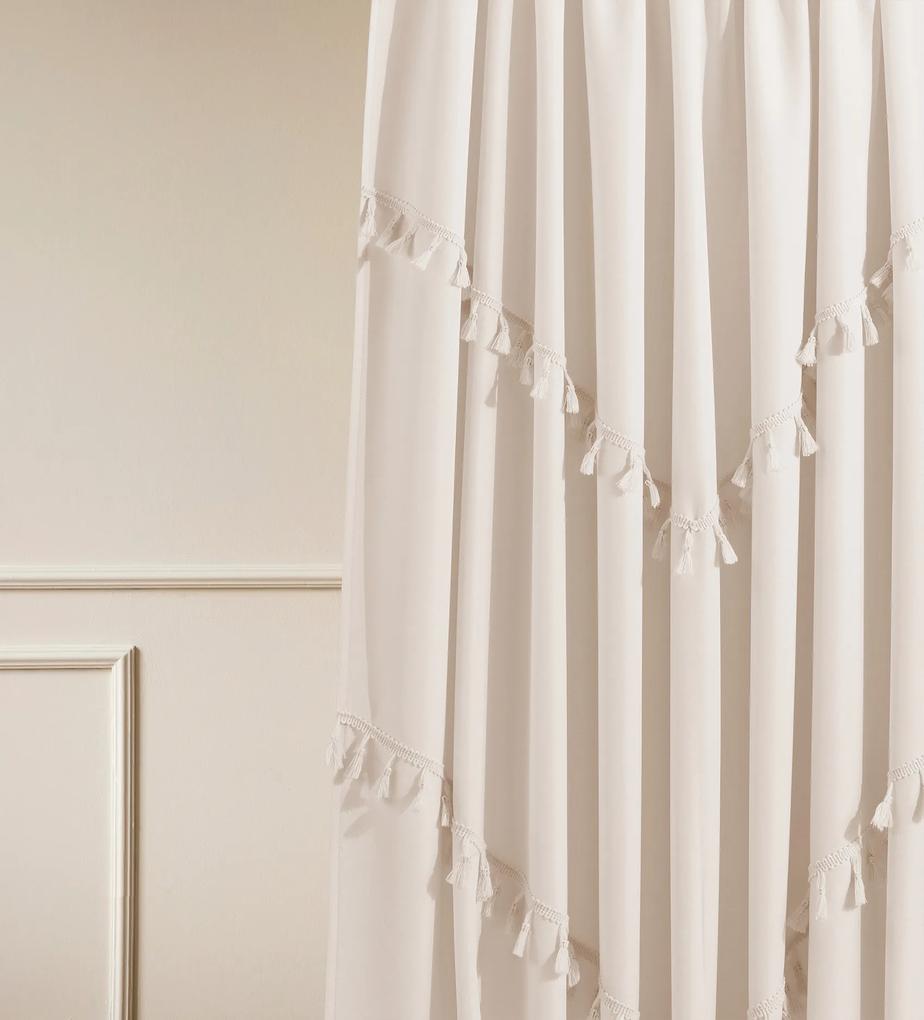 Room99 Hotový záves na krúžkoch so strapcami Chloe Jednofarebný Farba: Bielosivá, Veľkosť: 140 x 260 cm