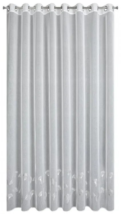 DECOREUM záclona so striebornou kvetinovou potlačou 300 cm x 250 cm biela 100 % polyester 101236