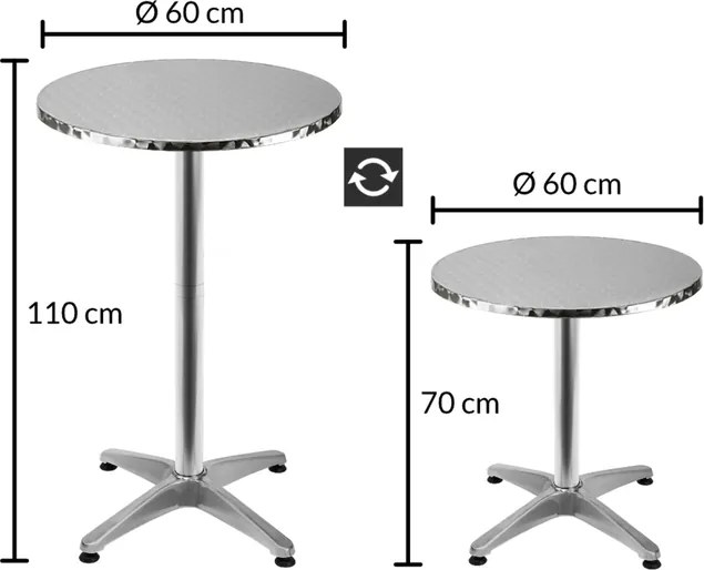 Sada 2 ks záhradných barových stolov CITY 60 cm strieborná