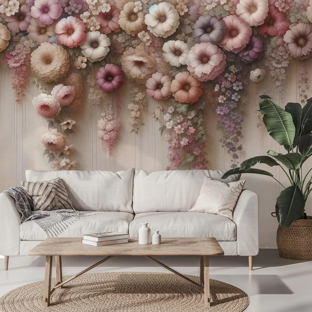 Samolepiaca tapeta pastelové visiace kvety