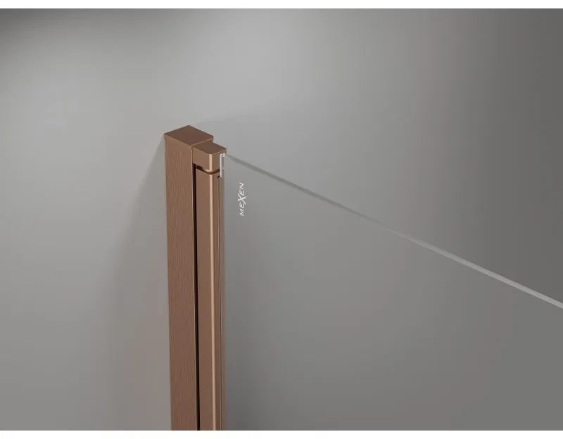 Mexen Mist-B Duo, 2-krídlový výklopný sprchový kút 100 x 80 cm, číre sklo, medený matný profil, 8A2-100-080-65-00