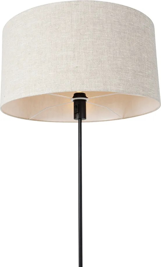 Stojaca lampa čierna nastaviteľná so svetlosivým tienidlom 50 cm - Parte