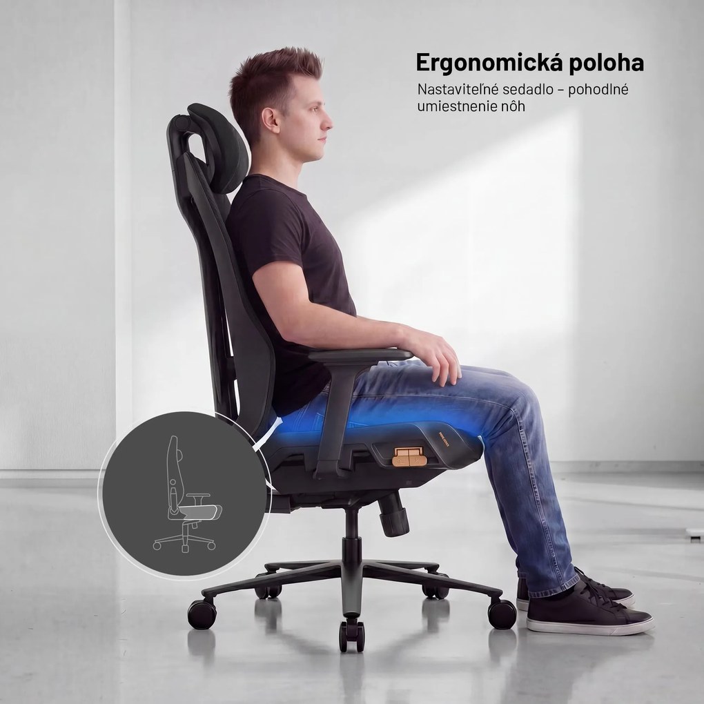 Ergonomická kancelárska stolička čierna: Diablo V-Flash Ultra Black