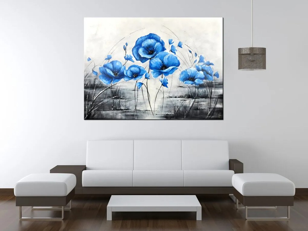 Gario Ručne maľovaný obraz Modré maky Rozmery: 120 x 80 cm