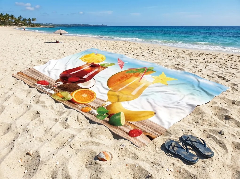 Rýchloschnúca XXL plážová osuška DRINKOZA farebná 150 x 210 cm, 100% mikrovlákno