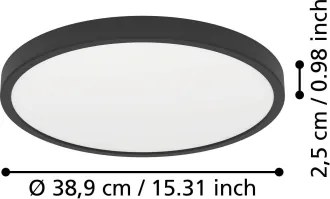 Eglo 901301-LED Stropné svietidlo FUEVA LED/17W/230V 2700/4000/6500K pr.38,9cm čierna