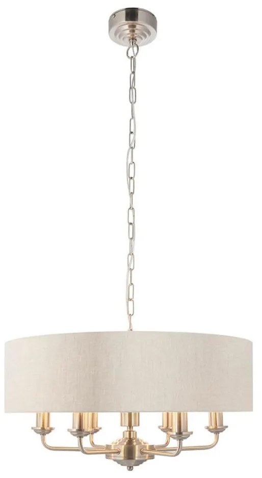 Endon 94357 - Luster na reťazi HIGHCLERE 6xE14/40W/230V béžový/matný chróm