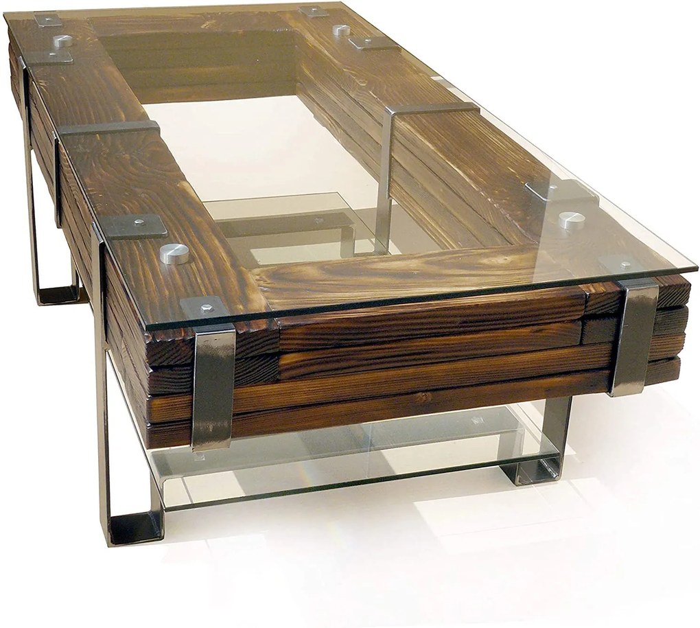 CHYRKA® Konferenčný stolík LL obývačkový stolík LEMBERG Loft Vintage Bar Industrial Design Ručne vyrábaný drevený kov
