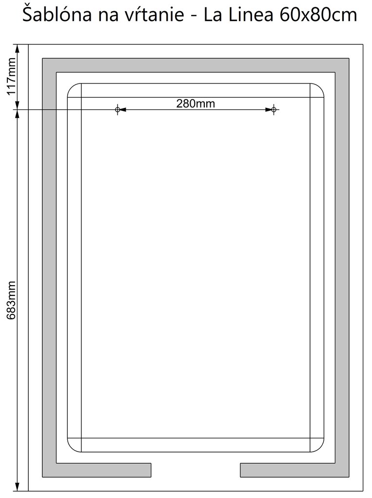 LED zrkadlo La Linea 60x80cm studená biela