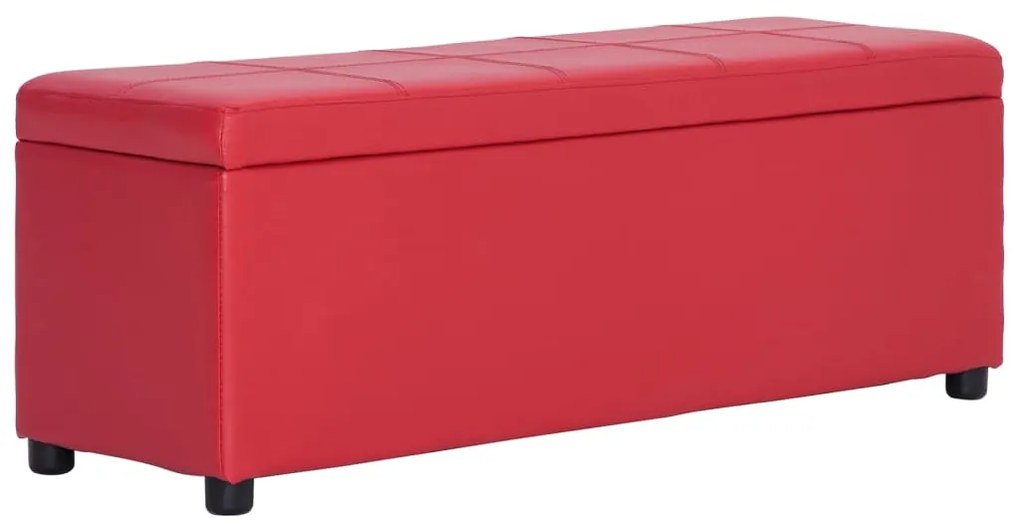 vidaXL Lavica s úložným priestorom 116 cm, červená, umelá koža