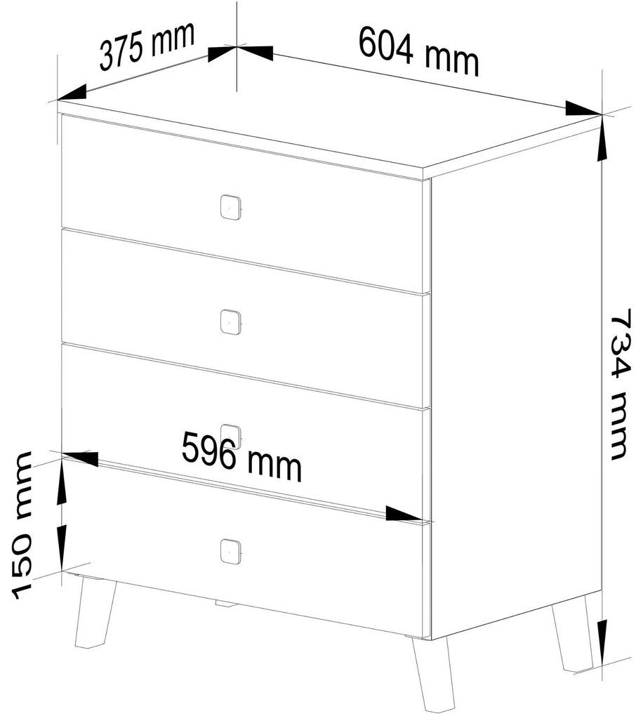 Komoda MOBI K-04 kašmír/zlatá