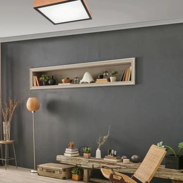 Stropné svietidlo OAK SQUARE 4xE27/15W/230V 48x48 cm dub/čierna