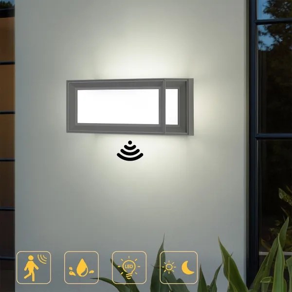 Brilagi - Vonkajšie LED nástenné svietidlo so senzorom PARKER LED/12W/230V sivé IP44