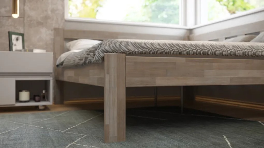 Rohová posteľ so zástenou vpravo Tema P 180x200 cm, šedý buk