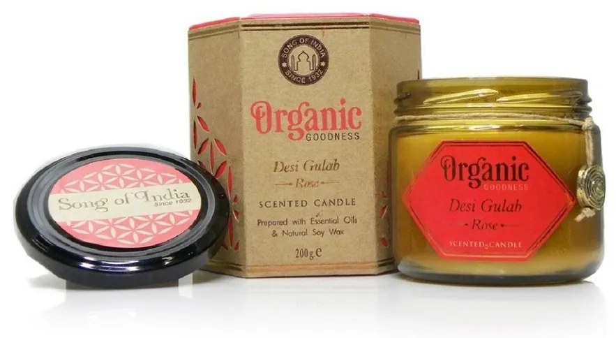 Organická sviečka Desi Gulab - Rose 200 g v jantárovom skle