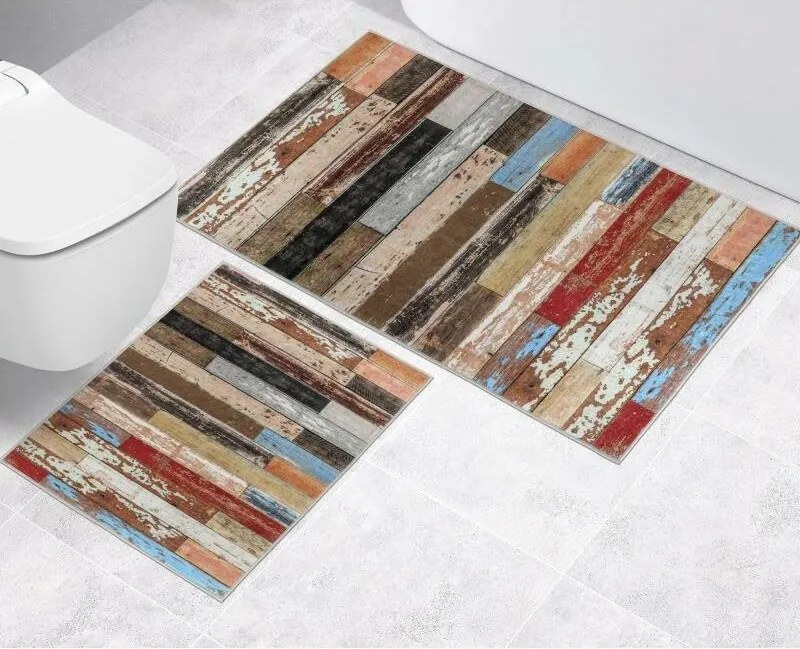 Bellatex Kúpeľňová sada bez vykrojenia Drevená podlaha, 60 x 100 cm, 60 x 50 cm