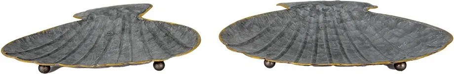 2ks plechové dekoračné tácky v tvare mušle - 30*24*6 / 26*20*5 cm