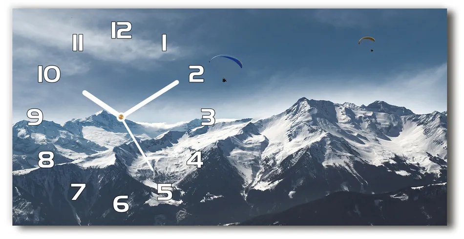 Sklenené hodiny na stenu Paragliding Alpy pl_zsp_60x30_f_175499481