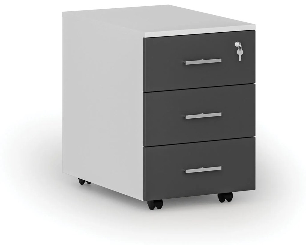 Kancelársky mobilný kontajner PRIMO WHITE, 3 zásuvky, biela/grafit