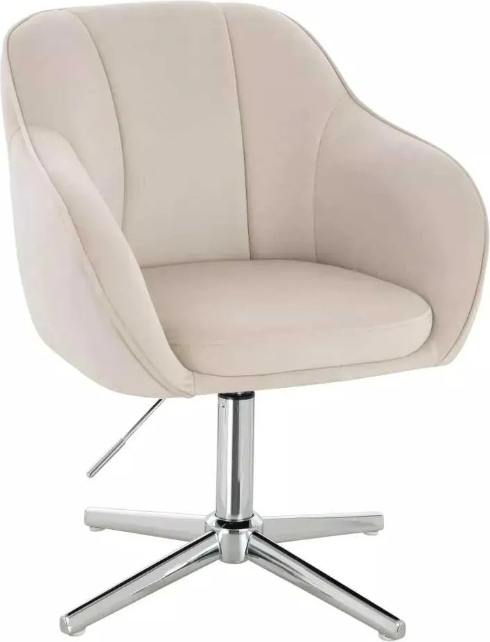 LuxuryForm DESIGN Stolička AVOLA VELUR na striebornom kríži - krémová