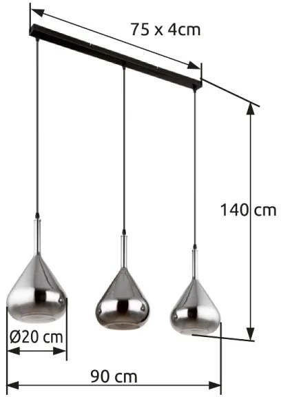 Globo 15542-3 - Luster na lanku GEEKY 3xE27/60W/230V čierna