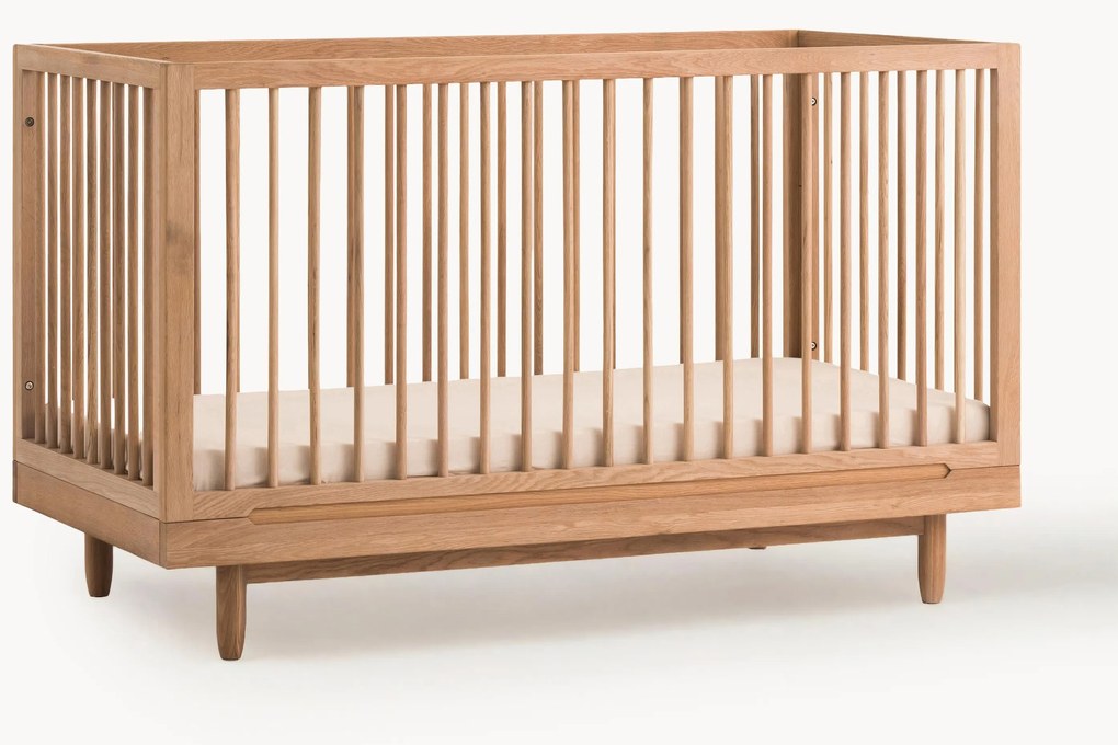 Výškovo nastaviteľná detská posteľ z dubového dreva Pure