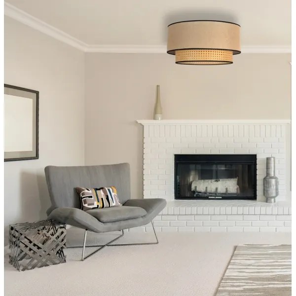 Duolla - Stropné svietidlo BOHO 1xE27/15W/230V pr. 45 cm béžová/ratan