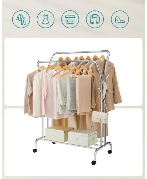 Mobilný stojanový vešiak LINEA strieborný