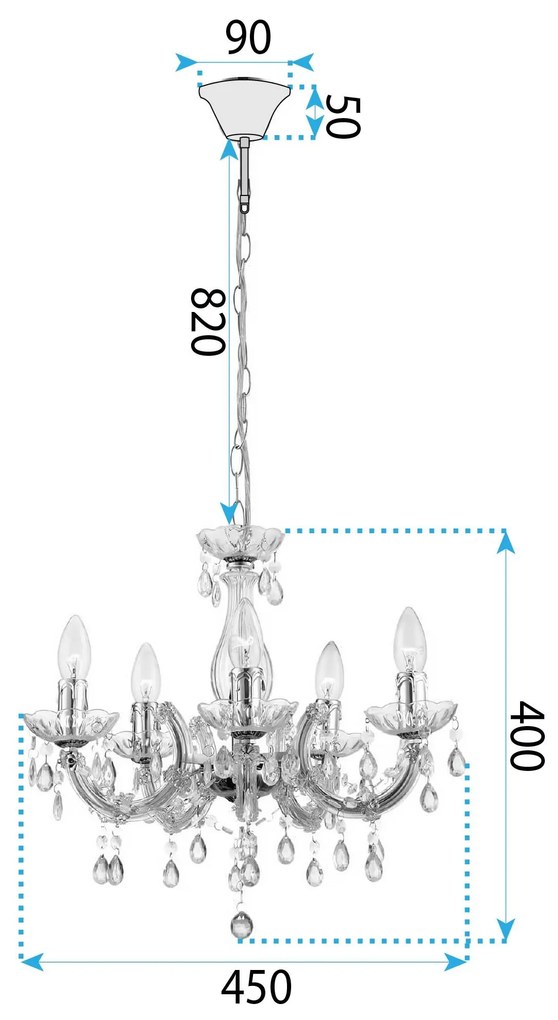 Toolight Toolight, stropné svietidlo 5xE14, EBT003-5CP, šedá, OSW-01255