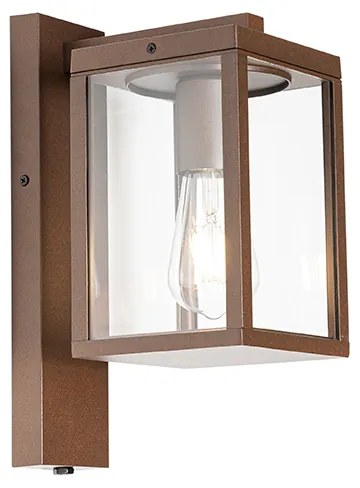 Vonkajšia nástenná lampa hrdzavohnedá IP44 so senzorom súmraku - Charlois