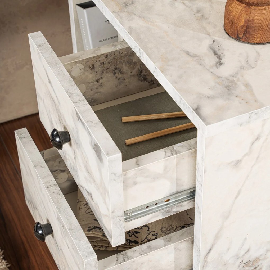 Nočný stolík Glimmer Fressia Marble Gold