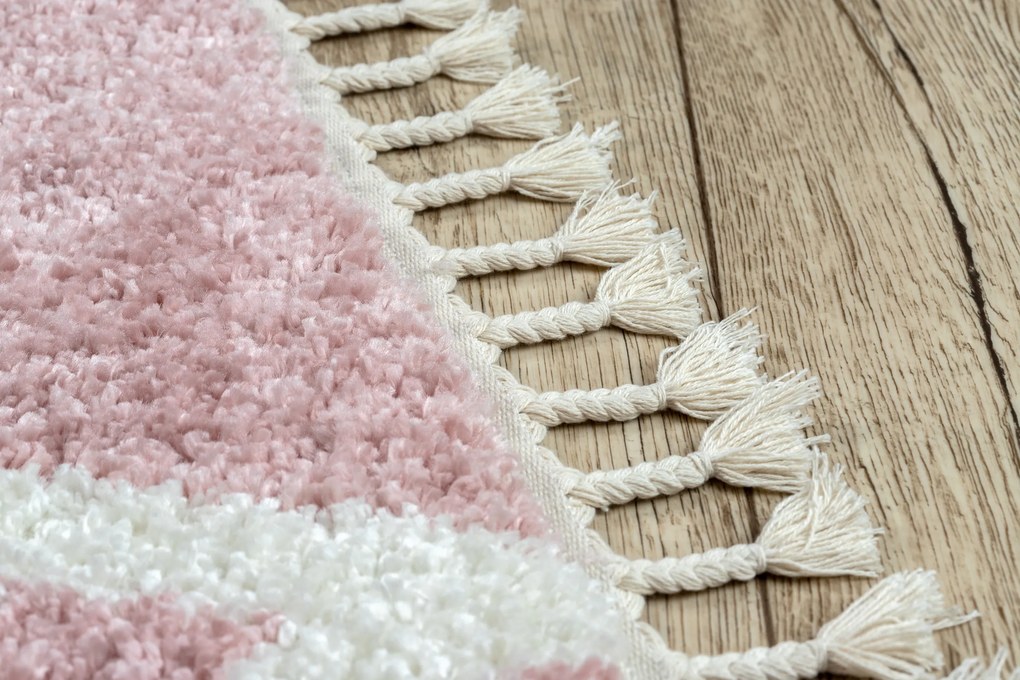 Koberec TROIK A0010,  ružovo -biely - strapce, Maroko Shaggy