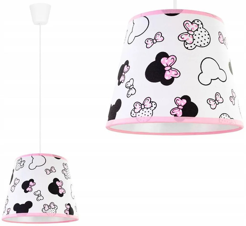 Detské závesné svietidlo Minnie, 1x textilné tienidlo so vzorom, s