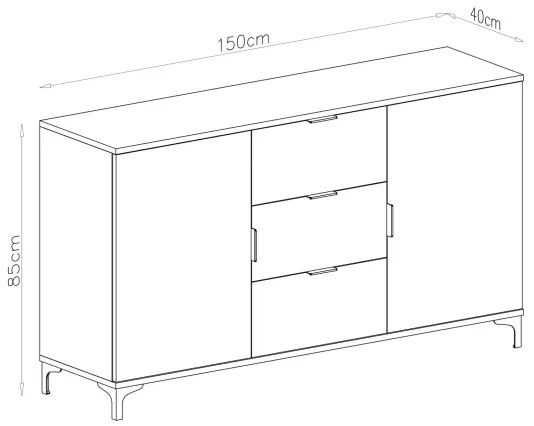 Komoda LORA dub artisan so zásuvkami a dvierkami
