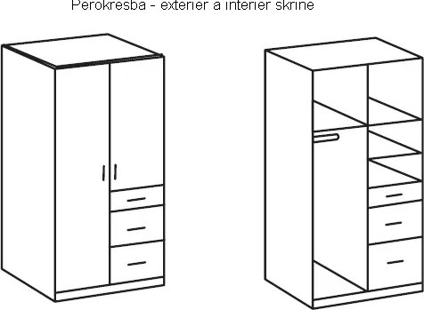 Šatníková skriňa bez zrkadla Click, 91 cm, biela/dub sonoma