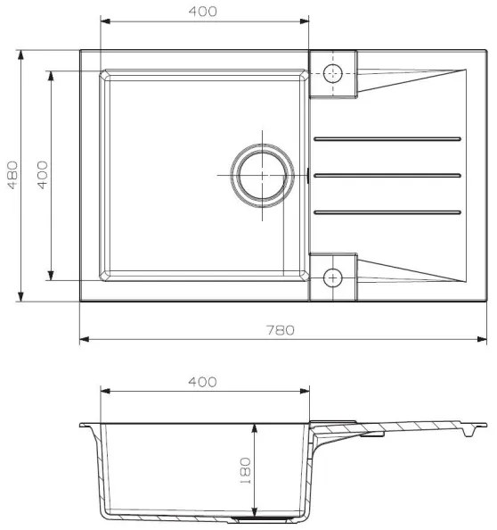 ALVEUS SETA23201 - Kuchynský drez ROCK+drezová batéria MINTAS 34 cm granit/čierna
