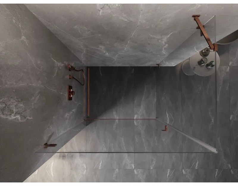 Mexen Lunar-B, výklopný sprchový kút ľavý 80 x 70 cm, 8mm číre sklo, profil ružové zlato, 832-080-070-60-00-L